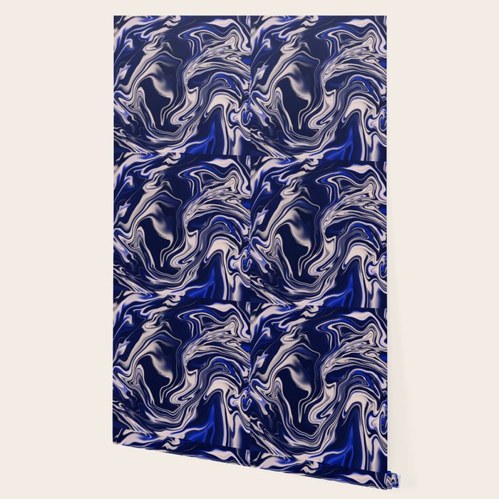 Dark blue marbled art Wallpaper Gallery Image 2