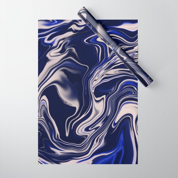 Dark blue marbled art Wrapping Paper Gallery Image 1