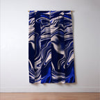 Dark blue marbled art Window Curtain Gallery Image 3