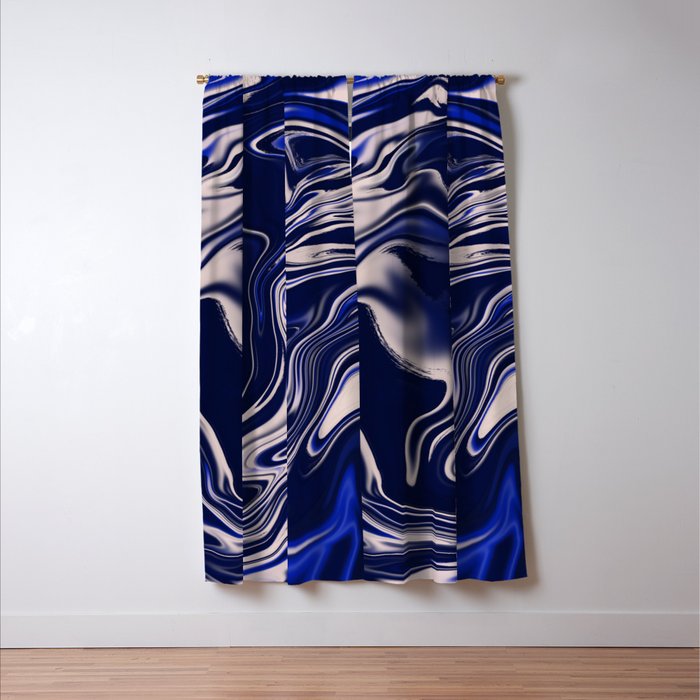 Dark blue marbled art Window Curtain Gallery Image 3