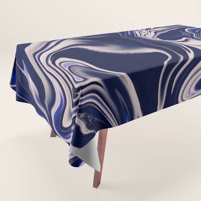 Dark blue marbled art Tablecloth Gallery Image 1