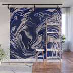 Dark blue marbled art Wall Mural Gallery Image 1