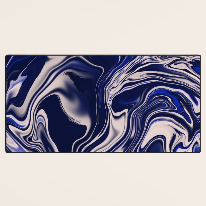 Dark blue marbled art Desk Mat Gallery Image 3
