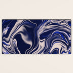Dark blue marbled art Desk Mat Gallery Image 3