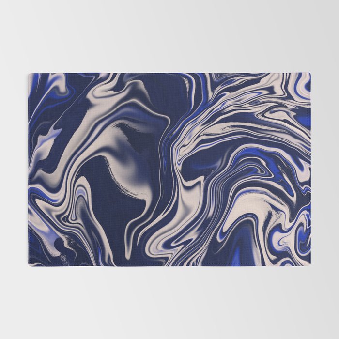 Dark blue marbled art Rug Gallery Image 2