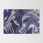 Dark blue marbled art Rug Gallery Image 2