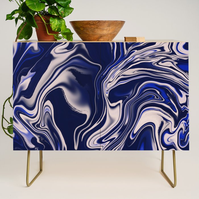 Dark blue marbled art Credenza Gallery Image 1