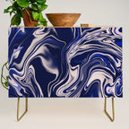 Dark blue marbled art Credenza Gallery Image 1