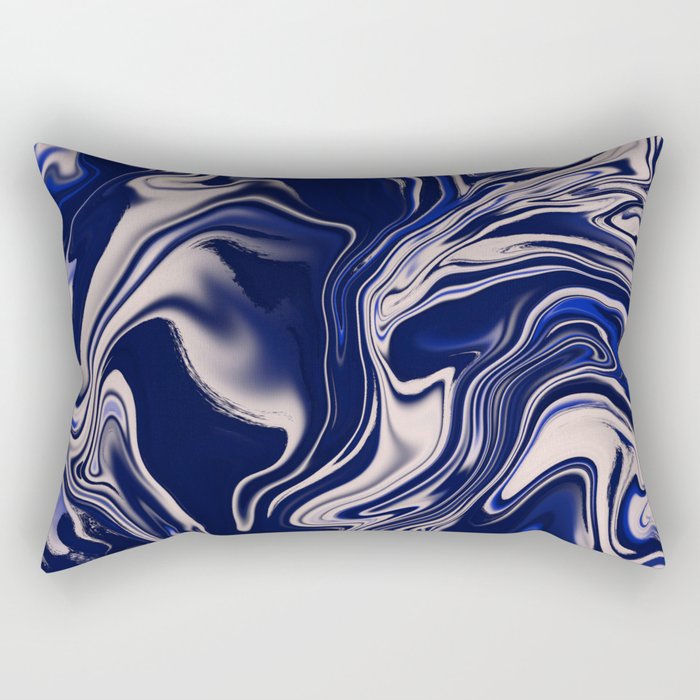 Dark blue marbled art Rectangular Pillow Gallery Image 1