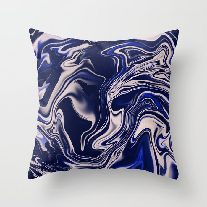 Dark blue marbled art Throw Pillow Gallery Image 6