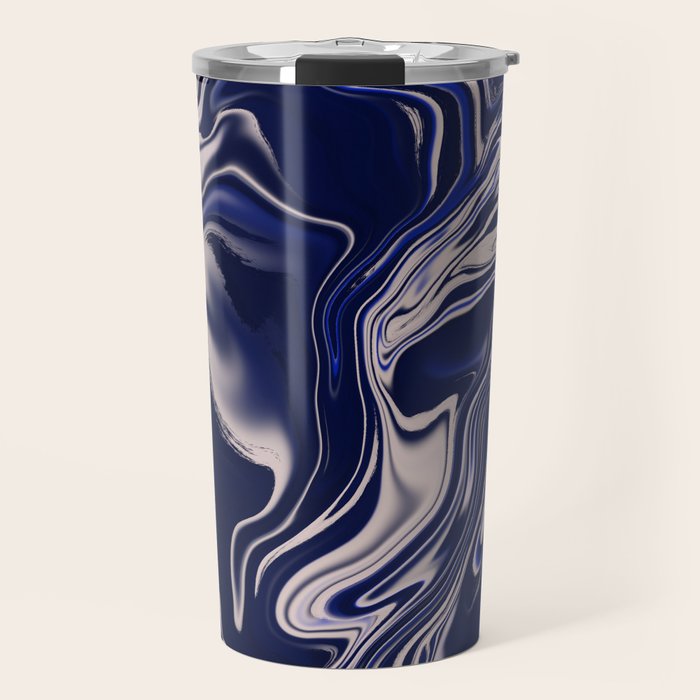 Dark blue marbled art Travel Mug Gallery Image 1