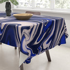 Dark blue marbled art Tablecloth Gallery Image 3