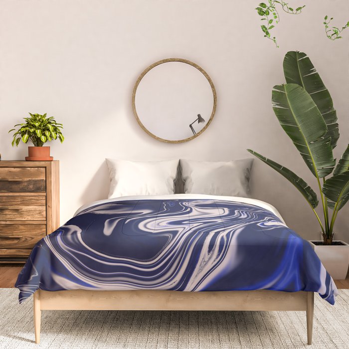 Dark blue marbled art Comforter Gallery Image 3