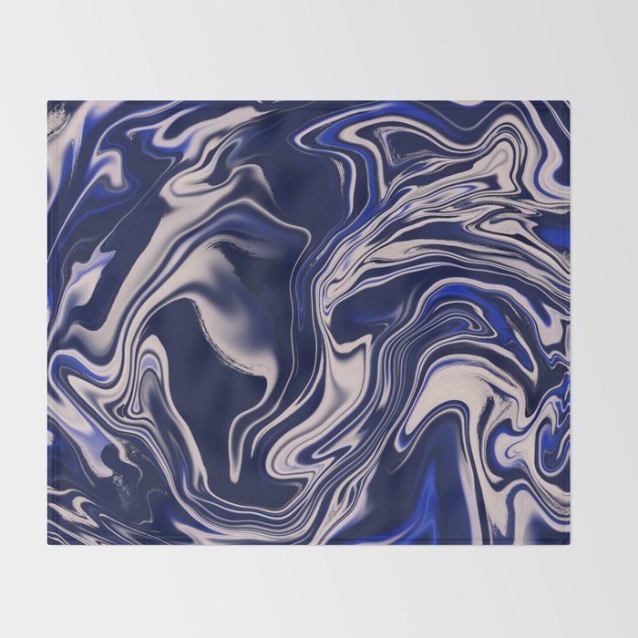 Dark blue marbled art Throw Blanket Gallery Image 2