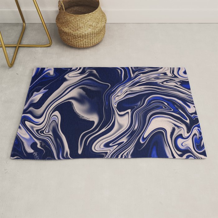 Dark blue marbled art Rug Gallery Image 1