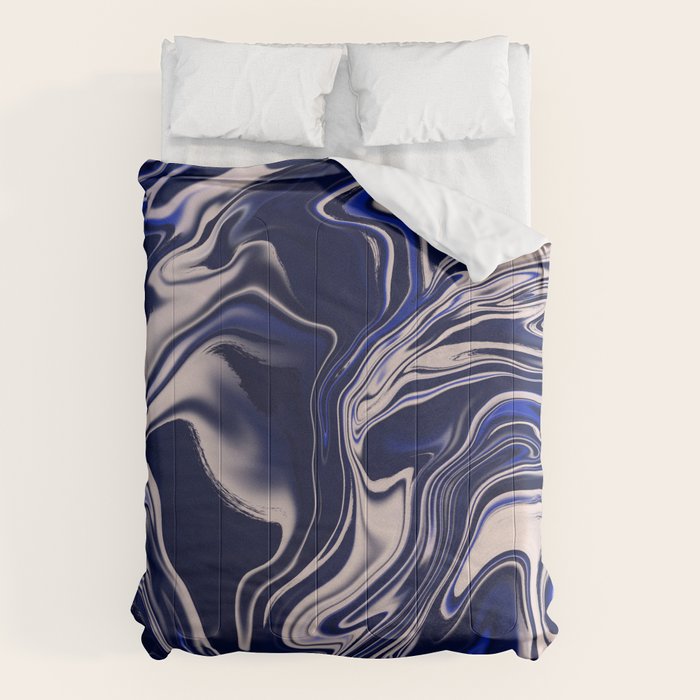 Dark blue marbled art Comforter Gallery Image 1