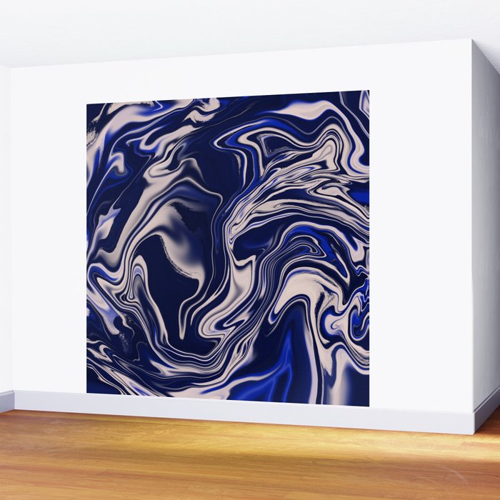 Dark blue marbled art Wall Mural Gallery Image 2