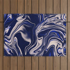 Dark blue marbled art Outdoor Rug Gallery Image 1