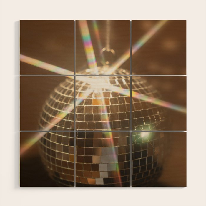 Festive Disco Ball Sparkling Holiday Party Room Decor Photography Wood Wall Art Gallery Image 1