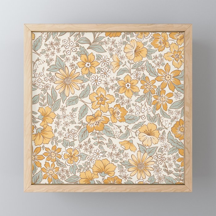Posey - gold and sage Mini Art Print Gallery Image 1