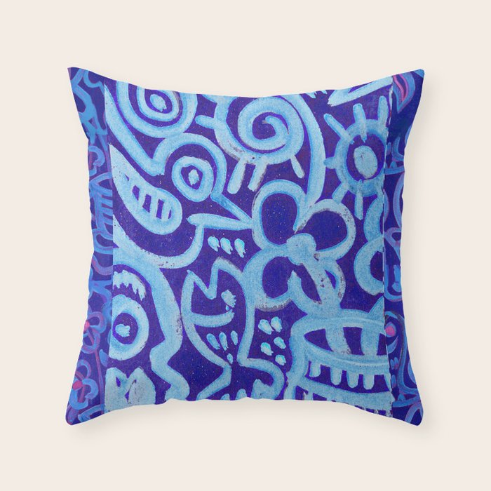 Blue Egyptian Series Patterned Pillow Throw Pillow Gallery Image 1
