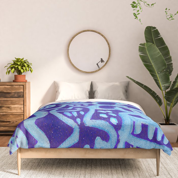 Blue Egyptian Series Patterned Pillow Comforter Gallery Image 3