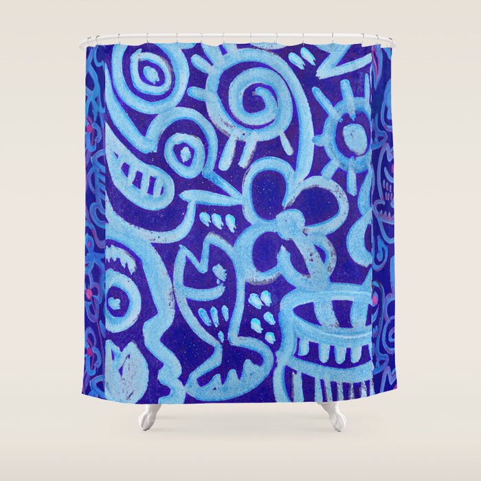 Blue Egyptian Series Patterned Pillow Shower Curtain Gallery Image 1