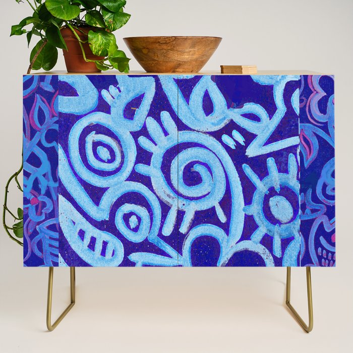 Blue Egyptian Series Patterned Pillow Credenza Gallery Image 1