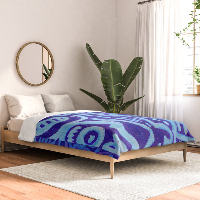 Blue Egyptian Series Patterned Pillow Comforter Gallery Image 2