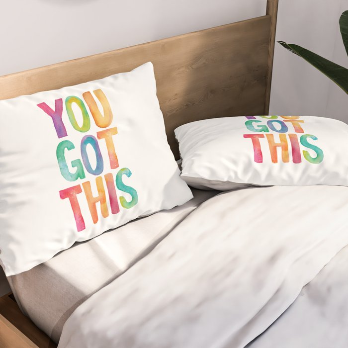 You Got This Rainbow Watercolor Pillow Sham Gallery Image 2