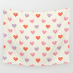 Happy love heart face doodle pattern Wall Tapestry Gallery Image 4