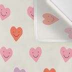 Happy love heart face doodle pattern Wall Tapestry Gallery Image 3