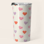 Happy love heart face doodle pattern Travel Mug Gallery Image 3