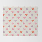 Happy love heart face doodle pattern Throw Blanket Gallery Image 2