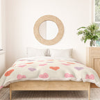 Happy love heart face doodle pattern Duvet Cover Gallery Image 3