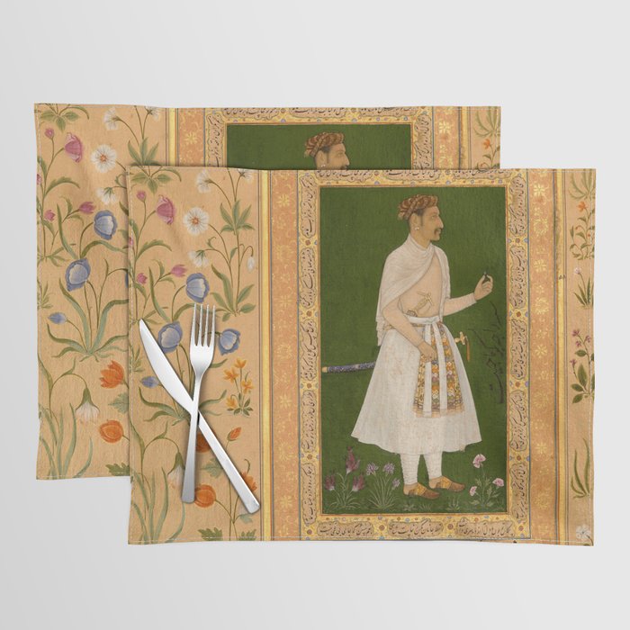 Portrait of Raja Bikramajit Mughal Watercolor Art Placemat Gallery Image 1
