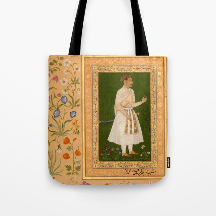 Portrait of Raja Bikramajit Mughal Watercolor Art Tote Bag Gallery Image 1