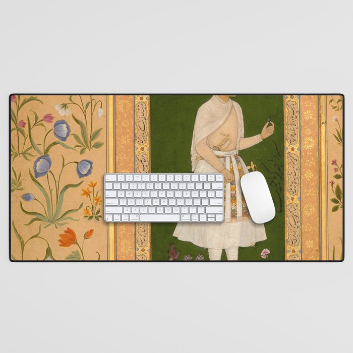 Portrait of Raja Bikramajit Mughal Watercolor Art Desk Mat Gallery Image 1