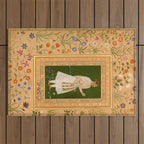 Portrait of Raja Bikramajit Mughal Watercolor Art Outdoor Rug Gallery Image 1