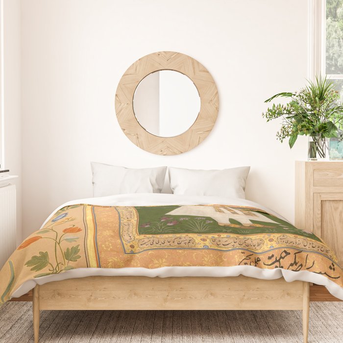 Portrait of Raja Bikramajit Mughal Watercolor Art Duvet Cover Gallery Image 3