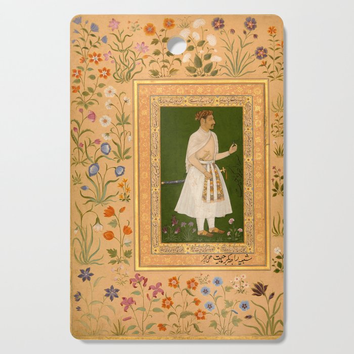Portrait of Raja Bikramajit Mughal Watercolor Art Cutting Board Gallery Image 1