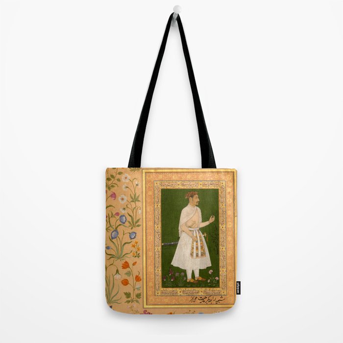 Portrait of Raja Bikramajit Mughal Watercolor Art Tote Bag Gallery Image 2