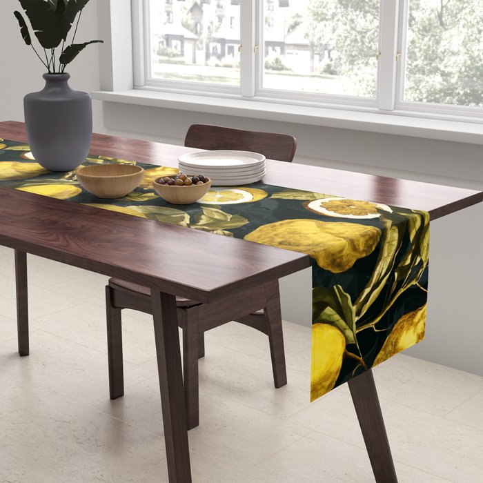 Lemon and Leaf Pattern V Table Runner Gallery Image 2