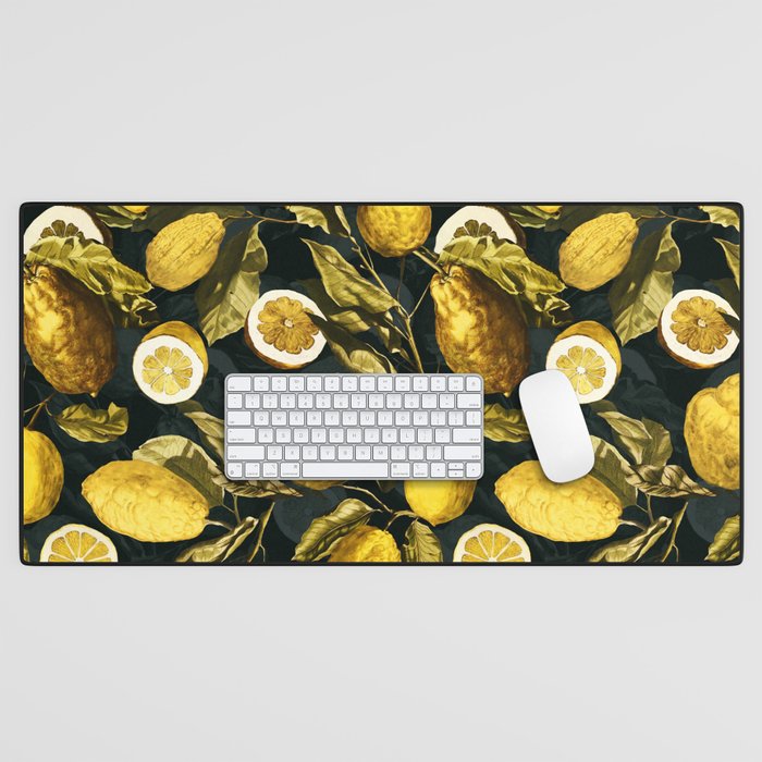 Lemon and Leaf Pattern V Desk Mat Gallery Image 1