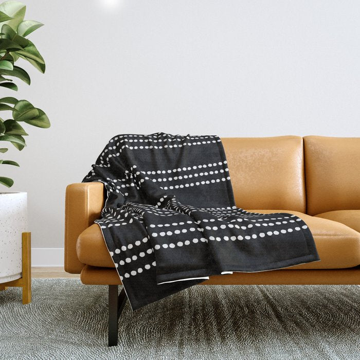 Spotted, African Pattern in Black and White Throw Blanket Gallery Image 1