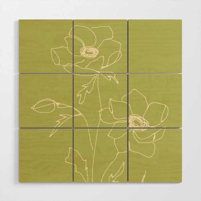 Line Drawing Flowers 2 Wood Wall Art Gallery Image 1