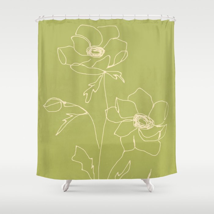 Line Drawing Flowers 2 Shower Curtain Gallery Image 1