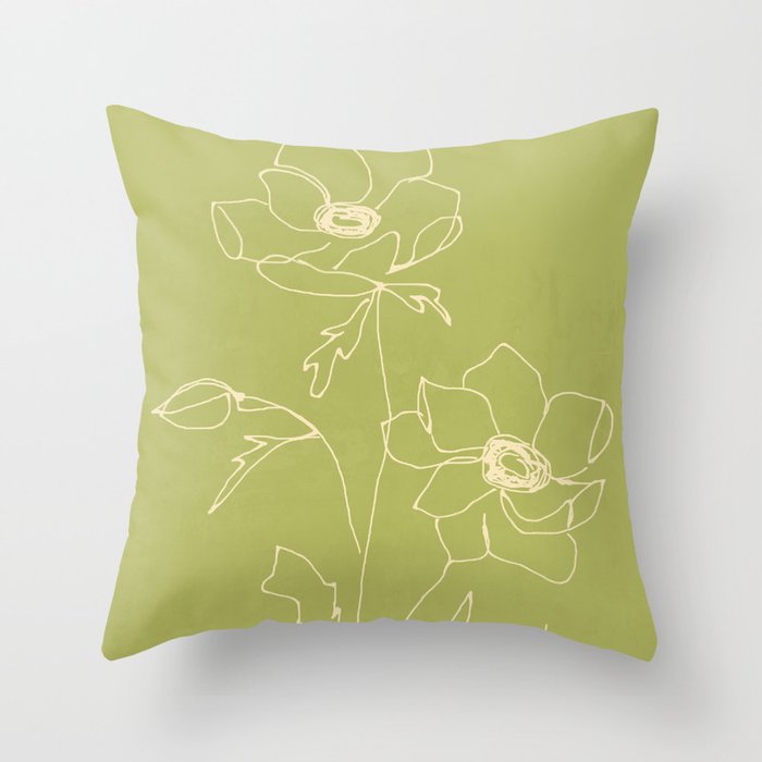 Line Drawing Flowers 2 Throw Pillow Gallery Image 6