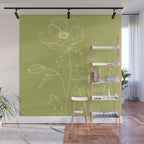 Line Drawing Flowers 2 Wall Mural Gallery Image 1