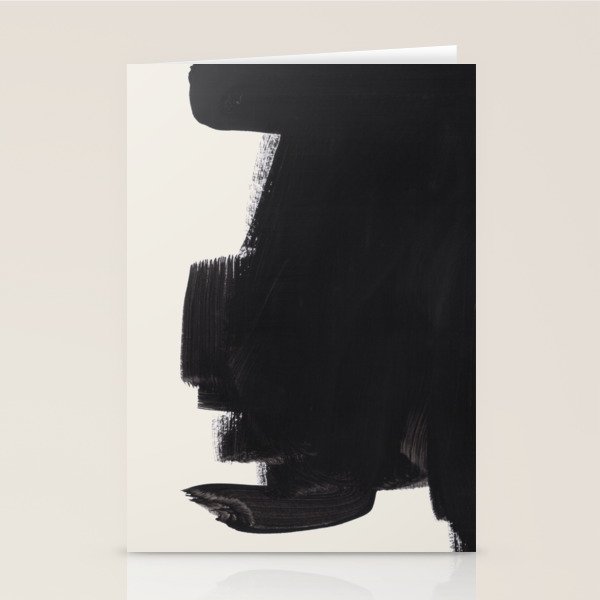 Mid Century Modern Minimalist Abstract Art Brush Strokes Black & White Ink Art Colorfield Stationery Card Gallery Image 2